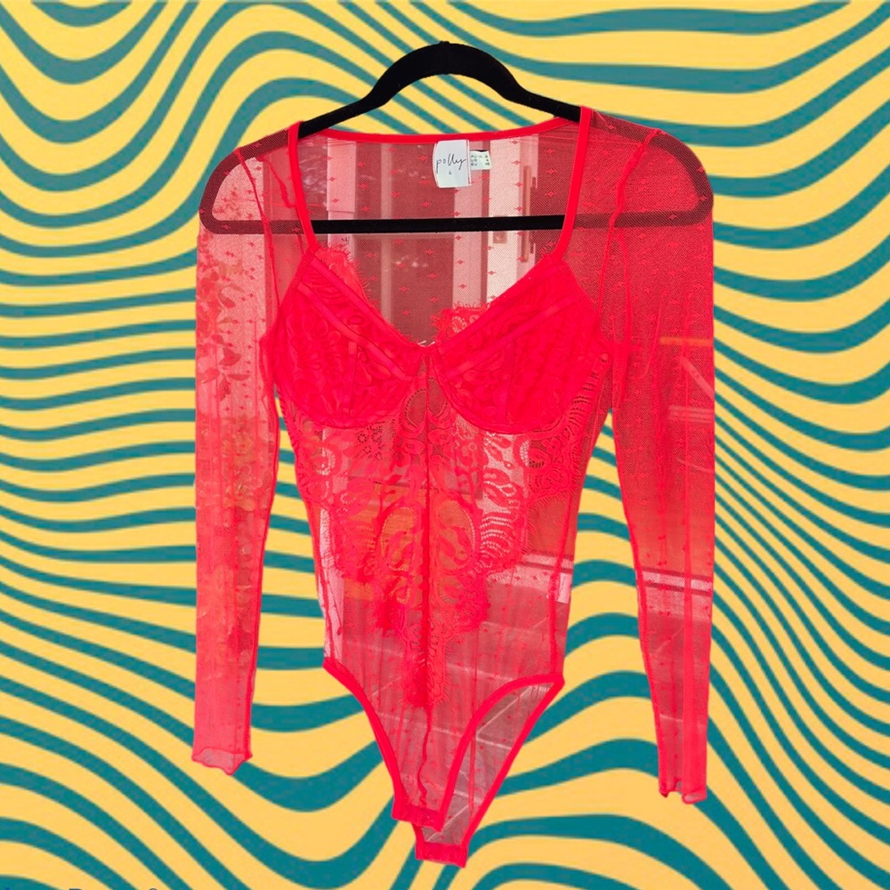 Princess Polly Red Lace Sheer Bodysuit